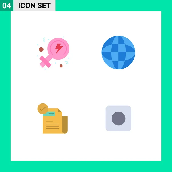 Mobile Interface Flat Icon Set Mit Piktogrammen Des Feminismus Feature — Stockvektor