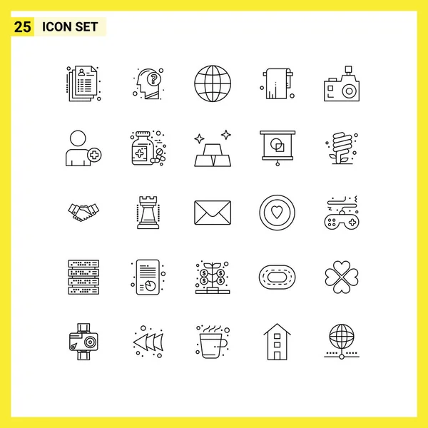 25创意图标闪光灯 浴室可编辑矢量设计元素的现代符号和符号 — 图库矢量图片