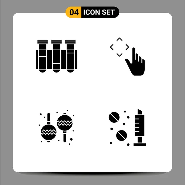 Solid Glyph Pack Mit Universellen Symbolen Für Test Instrument Labor — Stockvektor