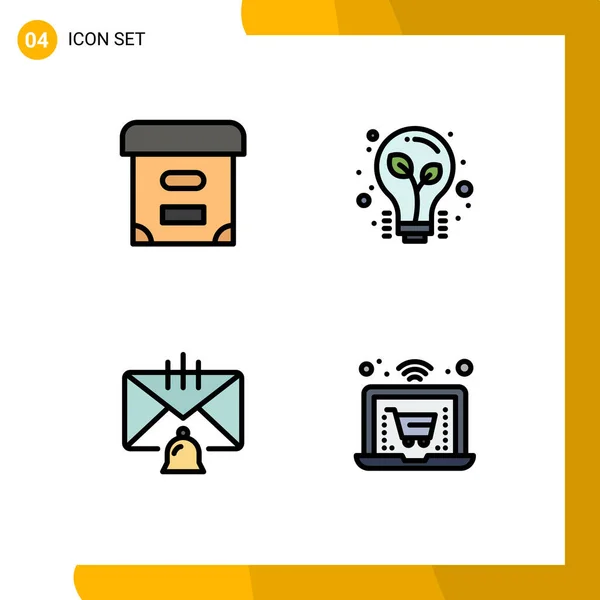 Set Modern Icons Symbols Signs Archive Contact Bulb Tips Help — Stock Vector