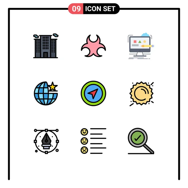 Grupo Universal Símbolos Icono Colores Flat Línea Filledline Modernos Ubicación — Vector de stock