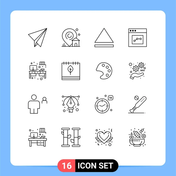 Creative Icons Modern Signs Sysymbols Calendar Analytics Cupboard Work Place — Vector de stock