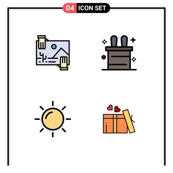 Set Modern Icons Sysymbols Signs Contibution Sun Image Rabbit Love — Archivo Imágenes Vectoriales