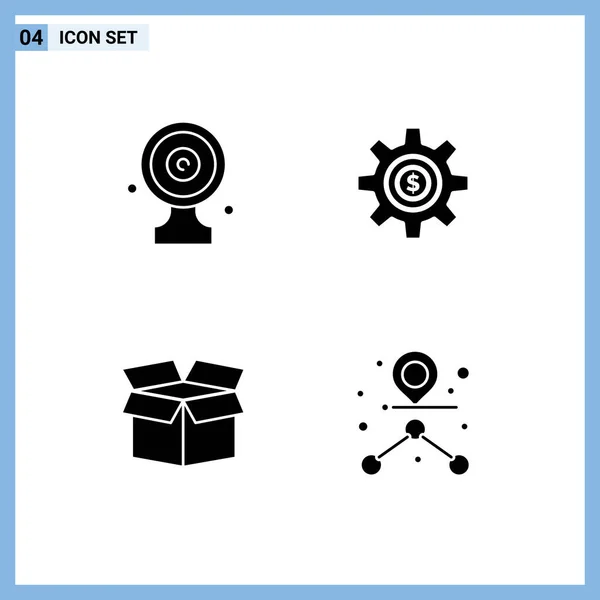 Piktogramm Set Mit Einfachen Soliden Glyphen Von Zielscheibe Dienstleistungen Nachrichtenziel — Stockvektor