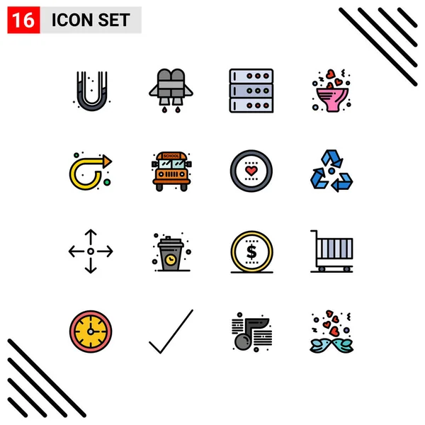 Set Modern Icons Sysymbols Signs Bus Repeat Server Forward Romance — Vector de stock