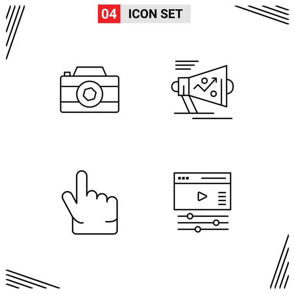 Creative Icons Modern Signs Symbols Camera Finger Photo Loudspeaker Hand — Stock Vector