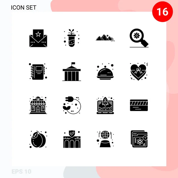 Stock Vector Icon Pack Line Signs Symbols Notebook Setting Landscape — Stock Vector