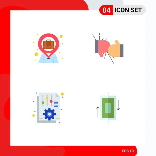 Set Commercial Flat Icons Pack Bag Document Case Competition Office — Stock Vector