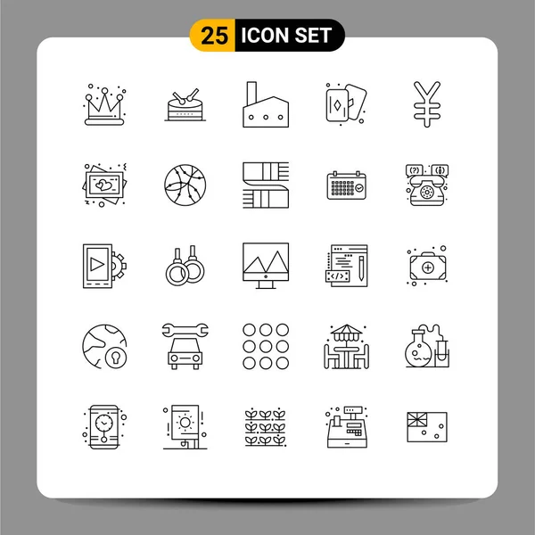 Universal Icon Symbols Group Modern Vonalak Szív Jen Ipar Pénzügy — Stock Vector