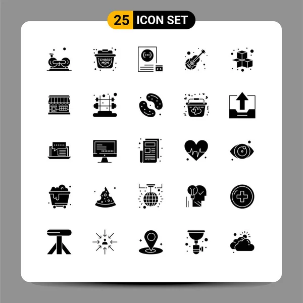 Universal Solid Glyphs Set Web Mobile Applications Skrzypce Muzyka Aplikacja — Wektor stockowy