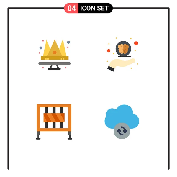 Mobile Interface Flat Icon Set Mit Piktogrammen Von Krone Kreuzung — Stockvektor