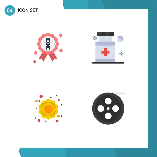 Flat Icon Pack Mit Universellen Symbolen Für Medaille Kamera Gesundheitswesen — Stockvektor