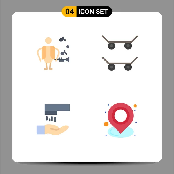 Universal Icon Σύμβολα Group Modern Flat Icons Artist Location Skateboard — Διανυσματικό Αρχείο