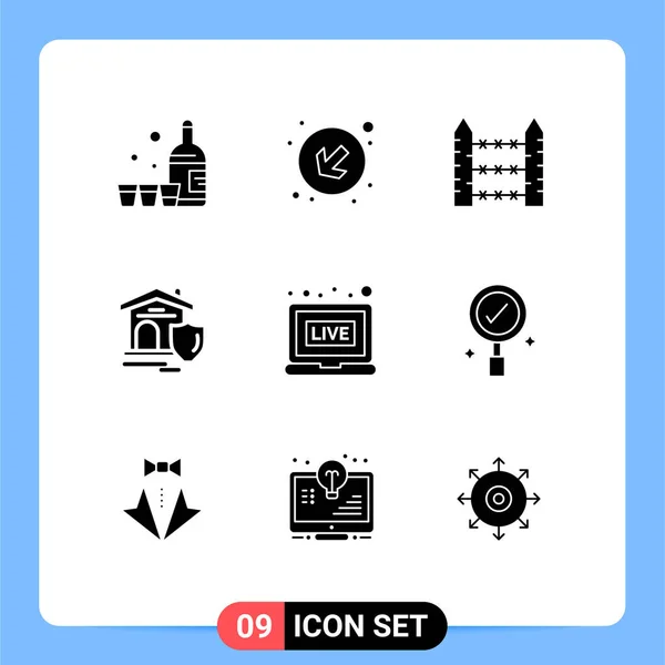 Set Modern Icons Sysymbols Signs Live Estate Protection Real Shield — Vector de stock