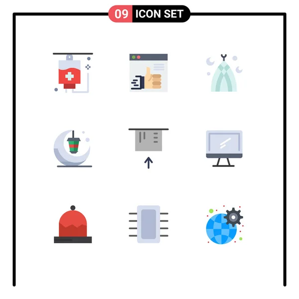 Interface Usuário Flat Color Pack Modern Signs Symbols Atm Moon —  Vetores de Stock