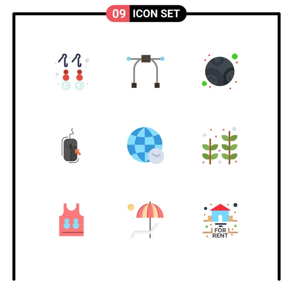 Flat Colors Set Web Globe Planet Shopping Internet Editable Vector — 스톡 벡터