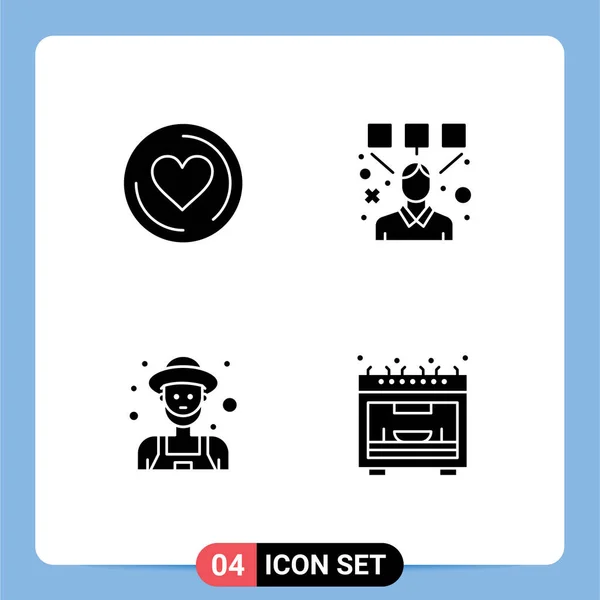 Pack Creative Solid Glyphs Heart Man Designing Designer Kitchen Editable — Stock Vector