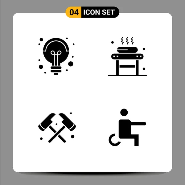 Vector Solid Glyphs Editable Symbols Electricity Axt Idea Relaze Firefighter — 스톡 벡터