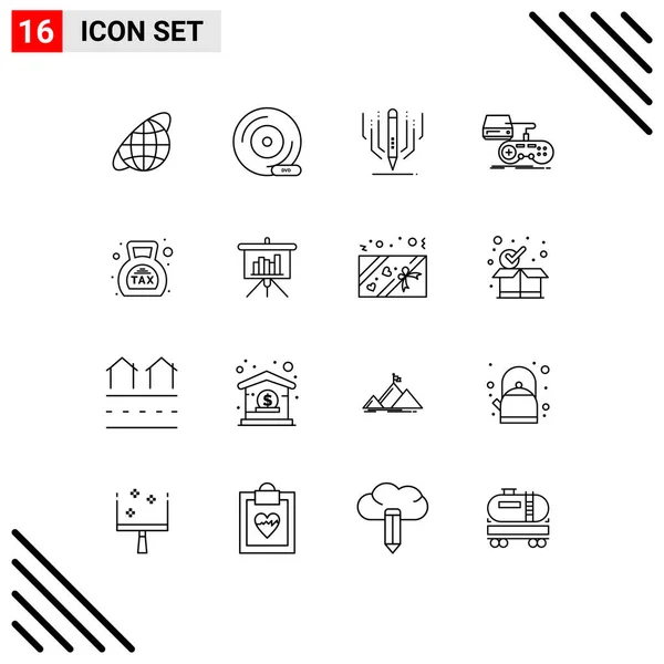 Set Icone Moderne Simboli Segni Gioco Gioco Dispositivo Memorizzazione Gioco — Vettoriale Stock