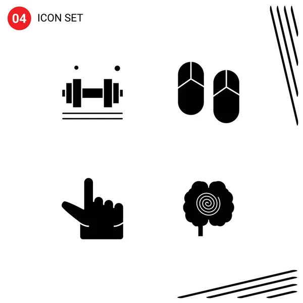 Solid Glyph Pack Universal Symbols Dumbell Pinch Gym Holiday Brain – stockvektor