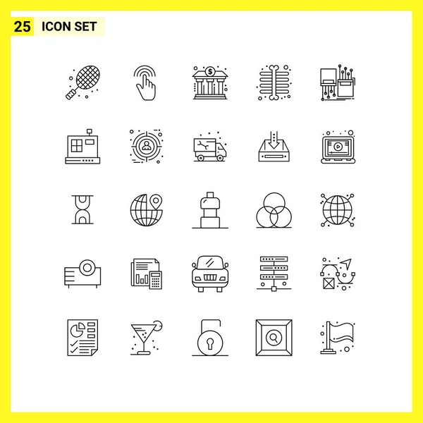 Conjunto Icones Modernos Símbolos Sinais Para Digital Raio Toque Peito —  Vetores de Stock