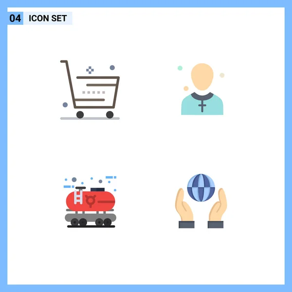 Group Modern Flat Icons Set Cart Ιεροκήρυκας Κατάστημα Εκκλησία Οικονομικά — Διανυσματικό Αρχείο