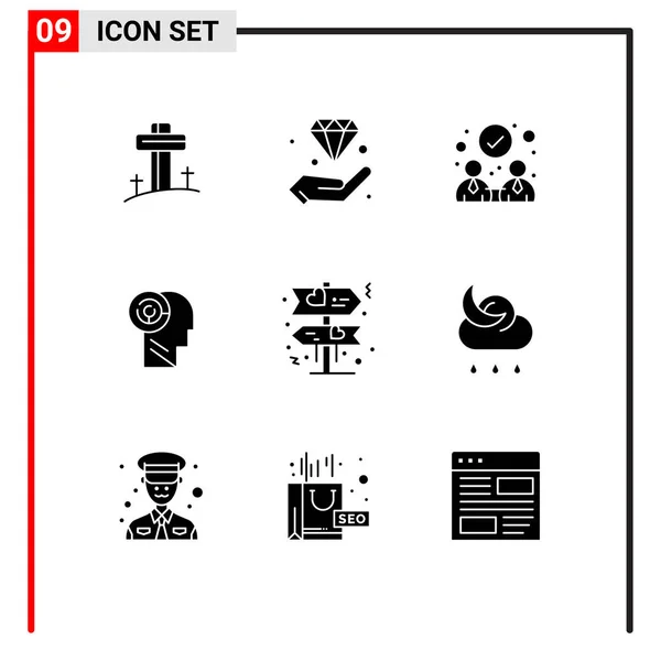 Stock Vector Icon Pack Line Signs Symbols Direction Target Invest — Vettoriale Stock