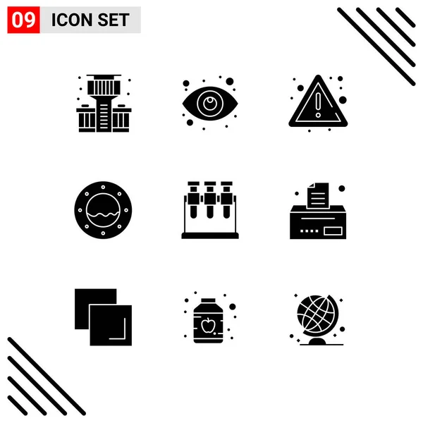 九套现代标志及帐单 实验室 孔可编辑向量设计元素的符号用户界面 — 图库矢量图片