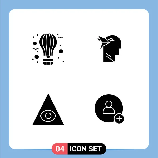 Pictogram Set Simple Solid Glyphs Air Eye Hot Imaginaton Pyramid — 스톡 벡터