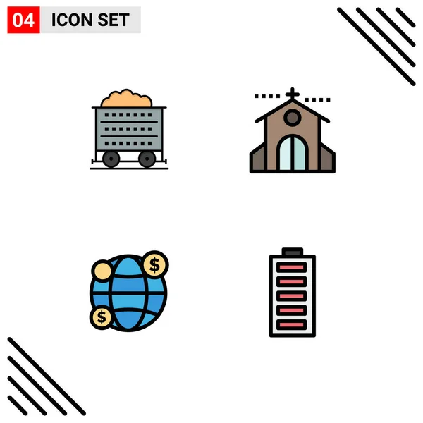 Universal Icon Symbols Group Modern Filledline Flat Colors Cart Global — Vetor de Stock