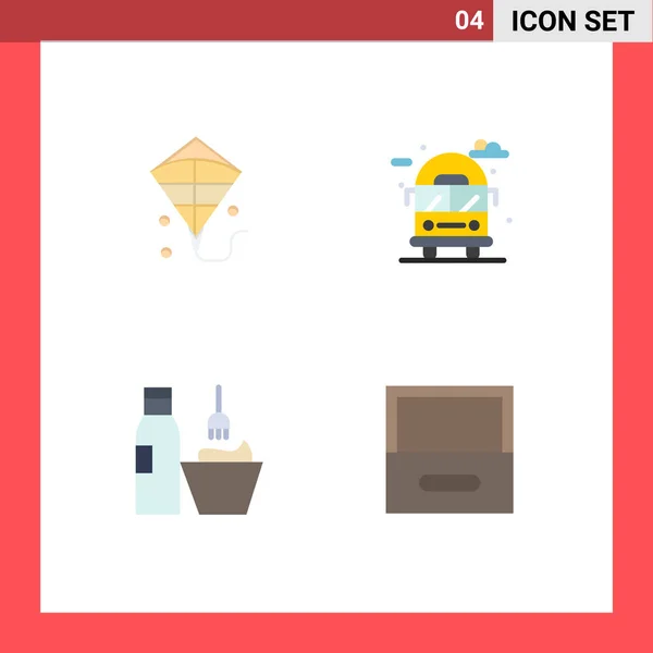 Pack Creative Flat Icons Kite Grooming City Van Maquillaje Accesorios — Archivo Imágenes Vectoriales