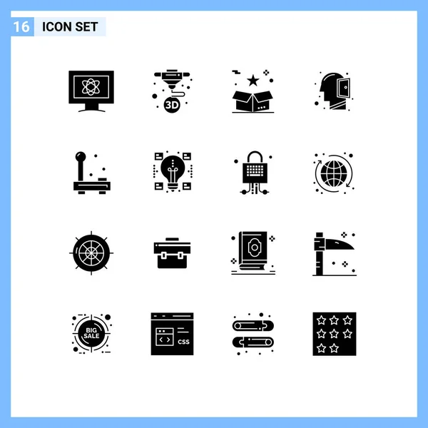 Conjunto Icones Modernos Símbolos Sinais Para Dispositivos Mente Aberta Caixa — Vetor de Stock