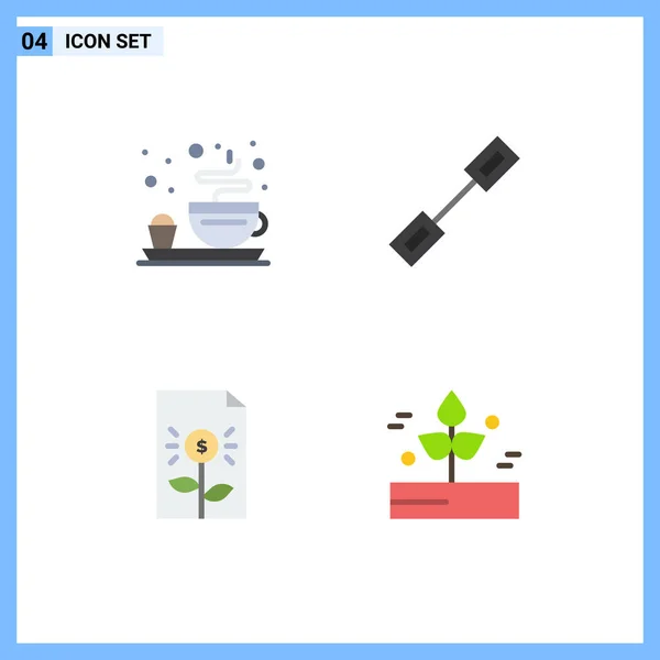 Flat Icon Pack Van Universele Symbolen Van Ontbijt Document Keten — Stockvector