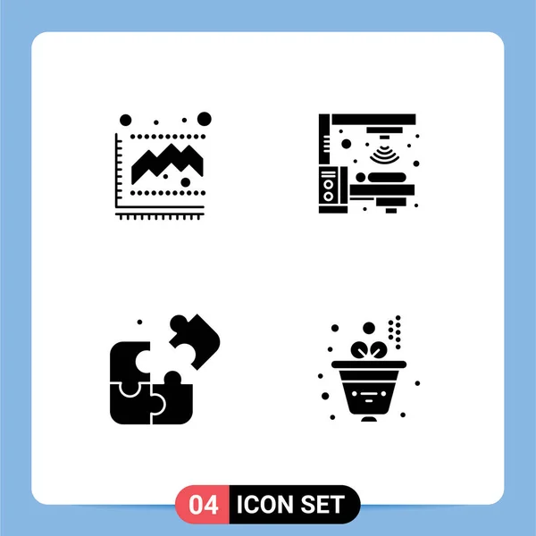 Gruppe Moderner Fester Glyphen Set Für Diagramm Puzzle Statistik Strahlung — Stockvektor