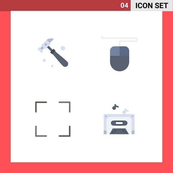 Pictogram Set Simple Flat Icons Hammer Sound Hardware Full Screen — Stock Vector