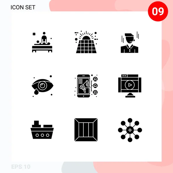 Set Modern Icons Sysymbols Signs Connection Eye Health Battery Eye — Archivo Imágenes Vectoriales