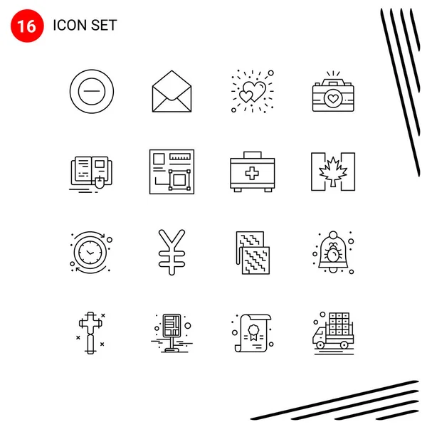 2014 Mobile Interface Outline Set Pictograms Education Couple Photography Brightness — 스톡 벡터