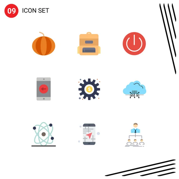Set Modern Icons Sysymbols Signs Process Making Gadgets Cogs Mobile — Vector de stock