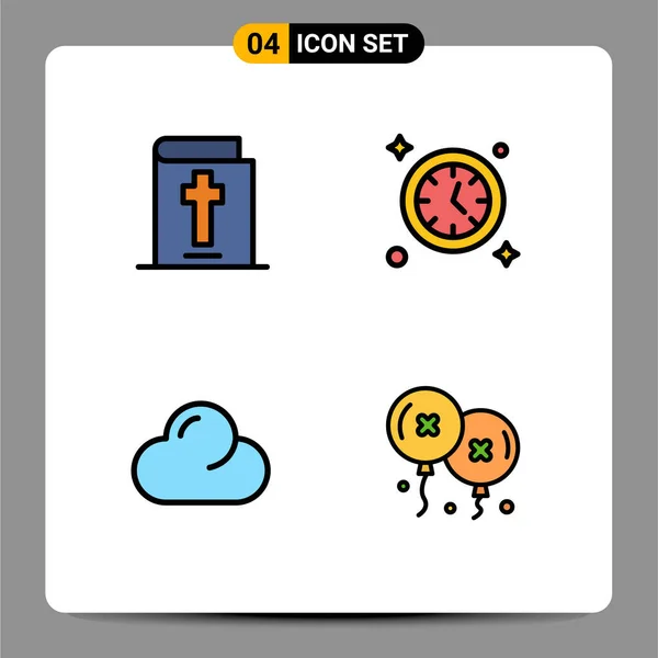 Interfaccia Utente Filledline Flat Color Pack Segni Simboli Moderni Bibbia — Vettoriale Stock