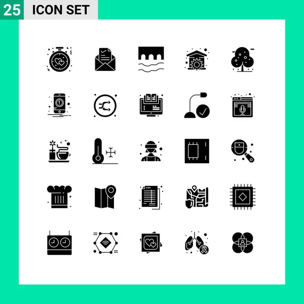 Set Modern Icons Symbols Signs Repair House Tick River Historic — Stock Vector