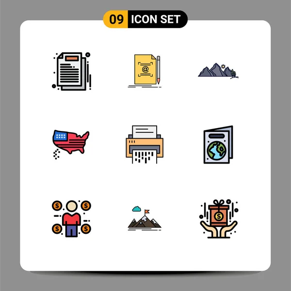 Pictogram Set Simple Filledline Flat Colors Usa Map Create American — 스톡 벡터