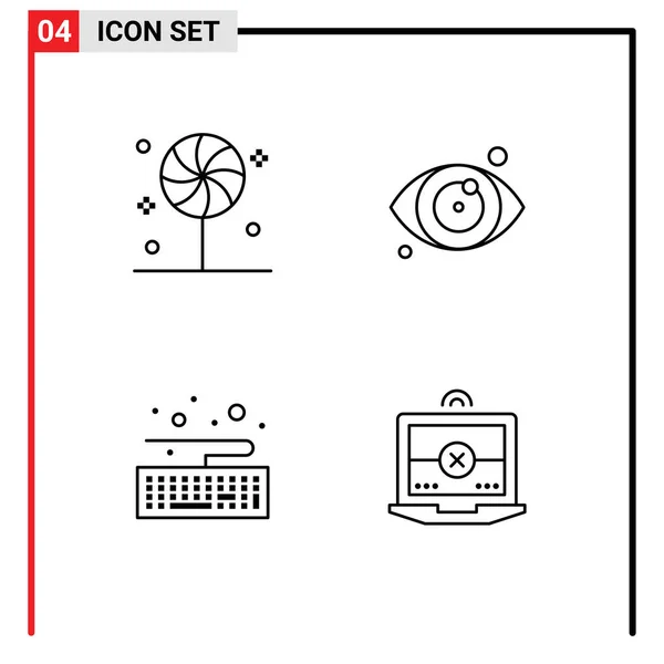 User Interface Line Pack Signes Symboles Modernes Bonbons Type Doux — Image vectorielle