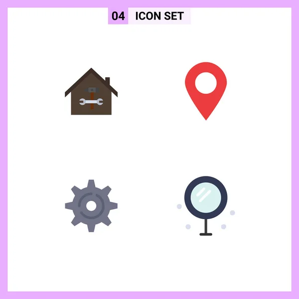 User Interface Pack Basic Flat Icons Home Marker Repair Internet — Διανυσματικό Αρχείο