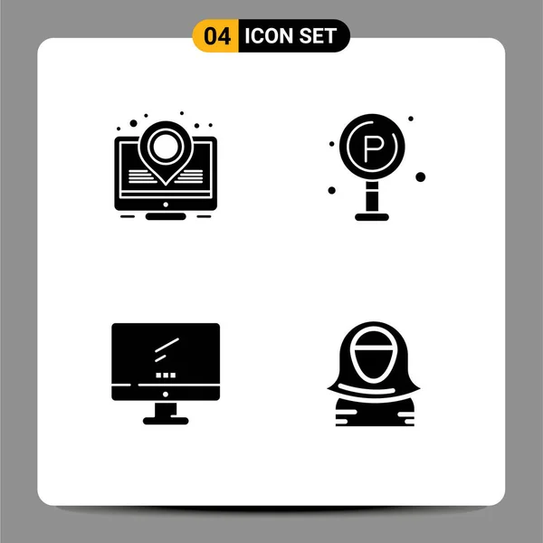 Set Modern Icons Sysymbols Signs Heat Map Device City Board — Archivo Imágenes Vectoriales