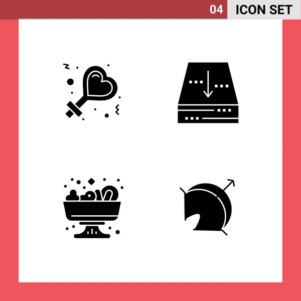 Set Commercial Solid Glyphs Pack Female Summer Archive Arrow Editable — Stock Vector
