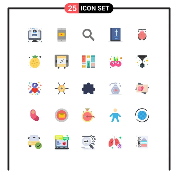 Stock Vector Icon Pack Line Signs Symbols Bug Thanks Video — 스톡 벡터