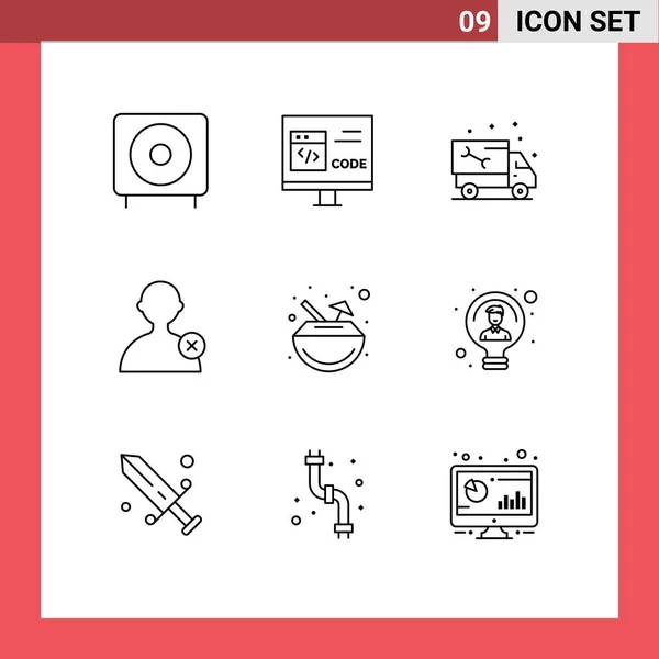 Universal Icon Symbols Group Modern Vázlatok Felhasználó Törlés Fejlesztése Teherautó — Stock Vector