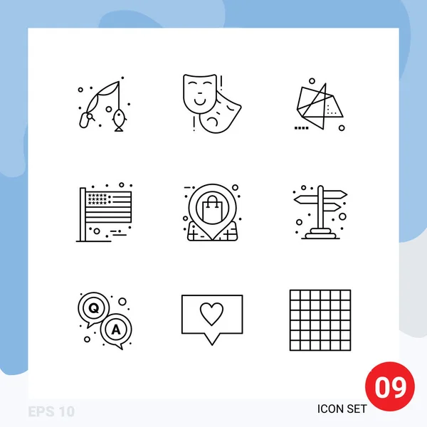 Set Modern Icons Sysymbols Signs Location Thanksgiving Abstract Flag Special — Vector de stock