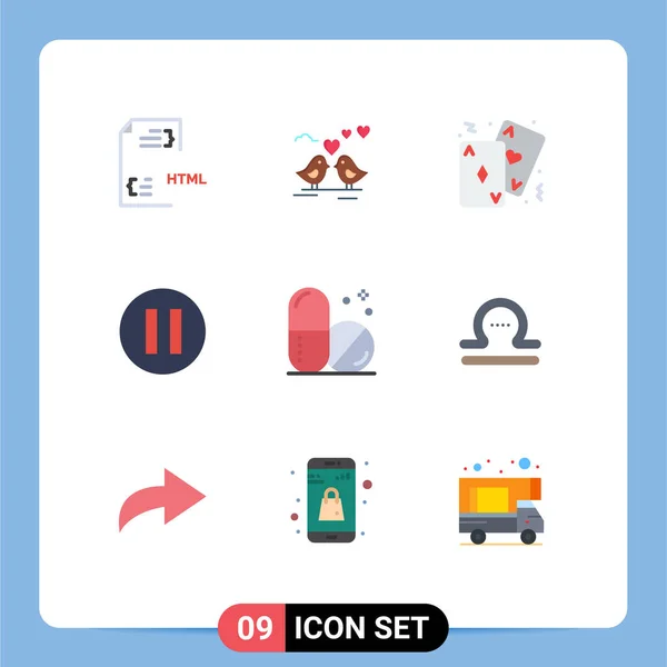 Universal Icon Symbols Group Modern Flat Colors Hospital Pause Heart — Stock Vector