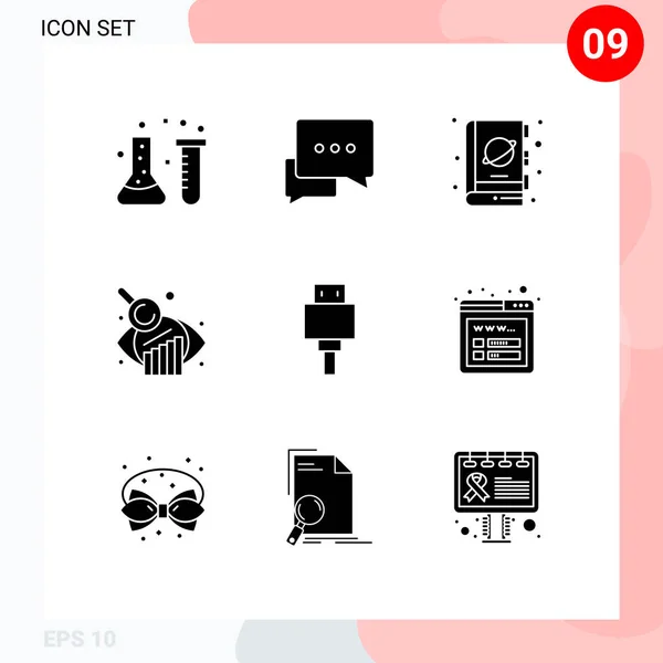 Universal Solid Glyphs Set Web Mobile Applications Eszközök Grafikai Elemzés — Stock Vector